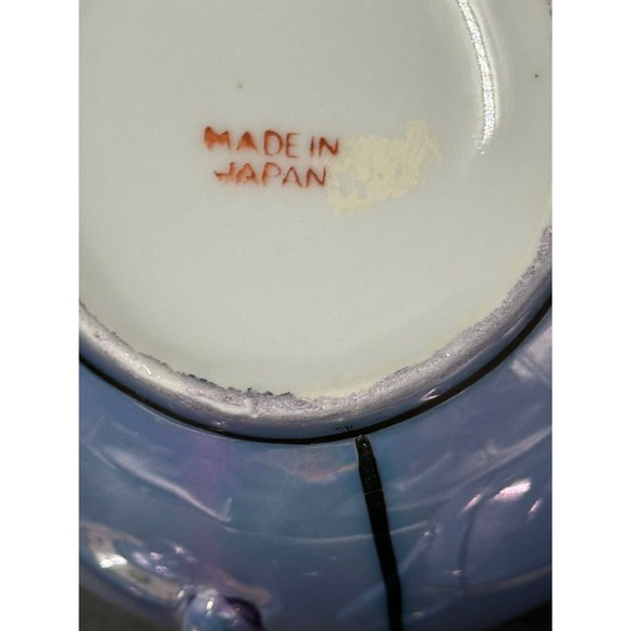 Vtg Lusterware Iridescent Hand Painted Floral Creamer and Sugar with Lid Japan - Picture 8 of 8